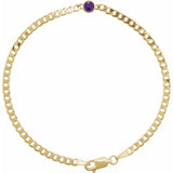 14K Yellow Gold Natural Amethyst Link 7" Bracelet