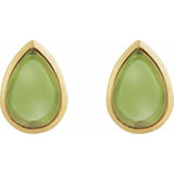 14K Yellow Gold Natural Peridot Cabochon Earrings