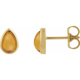 14K Yellow Gold Natural Citrine Cabochon Earrings