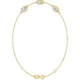 14K Yellow Gold 1 CTW Lab-Grown Diamond Bezel-Set 3-Stone 7 1/2" Bracelet