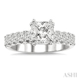 1 Ctw Princess Cut Diamond Semi-Mount Engagement Ring in 14K White Gold
