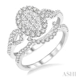 7/8 Ctw Diamond Lovebright Wedding Set with 5/8 Ctw Engagement Ring and 1/5 Ctw Wedding Band in 14K White Gold