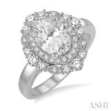 5/8 Ctw Oval Semi-Mount Round Cut Diamond Engagement Ring in 14K White Gold