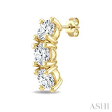 3/4 Ctw 3-Stone Round Cut Diamond Fashion Earrings in 14K Yellow Gold