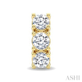 3/4 Ctw 3-Stone Round Cut Diamond Fashion Earrings in 14K Yellow Gold