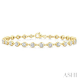 3 Ctw Bezel Set Round Cut Diamond Station Bracelet in 14K Yellow Gold