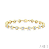 1/2 Ctw Bezel Set Round Cut Diamond Station Bracelet in 14K Yellow Gold