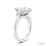 1/2 Ctw Marquise Shape Trillion and Round Cut Diamond Semi-Mount Engagement Ring in 14K White Gold