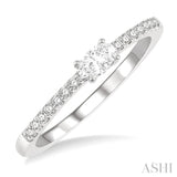 1/3 Ctw Oval Cut & Round Cut Diamond East West Ring in 14K White Gold