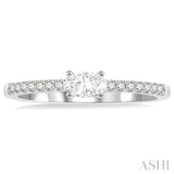 1/3 Ctw Oval Cut & Round Cut Diamond East West Ring in 14K White Gold