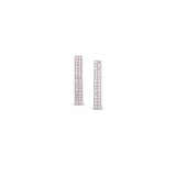 Platinum finish sterling silver micropave two row bar earrings with 60 simulated diamonds