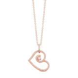 Rose gold finish sterling silver micropave heart pendant with 84 simulated diamonds on 18 cable chain