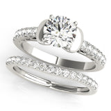 14kt gold Single Row Engagement Ring Prong Set