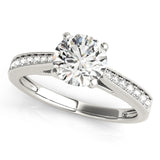 14kt gold Single Row Engagement Ring Prong Set