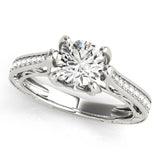 14kt gold Single Row Engagement Ring Prong Set