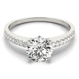 14kt gold Single Row Engagement Ring Prong Set