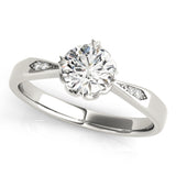 14kt gold Single Row Engagement Ring Prong Set