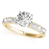 14kt gold Single Row Engagement Ring Prong Set