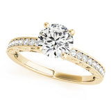 14kt gold Single Row Engagement Ring Prong Set