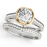 14kt gold Single Row Engagement Ring Prong Set