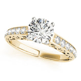 14kt gold Single Row Engagement Ring Prong Set