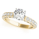 14kt gold Single Row Engagement Ring Prong Set