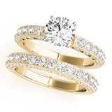 14kt gold Single Row Engagement Ring Prong Set