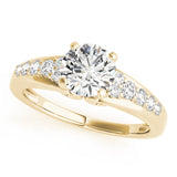 14kt gold Single Row Engagement Ring Prong Set