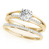 14kt gold Single Row Engagement Ring Prong Set