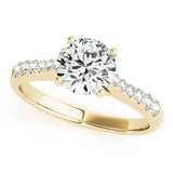 14kt gold Single Row Engagement Ring Prong Set