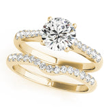 14kt gold Single Row Engagement Ring Prong Set