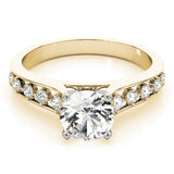 14kt gold Single Row Engagement Ring Prong Set