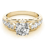 14kt gold Single Row Engagement Ring Prong Set