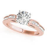 14kt gold Single Row Engagement Ring Prong Set