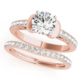 14kt gold Single Row Engagement Ring Prong Set