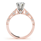14kt gold Single Row Engagement Ring Prong Set