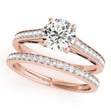 14kt gold Single Row Engagement Ring Prong Set