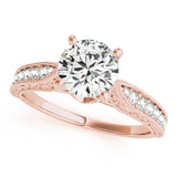 14kt gold Single Row Engagement Ring Prong Set