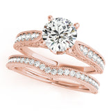 14kt gold Single Row Engagement Ring Prong Set