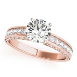 14kt gold Single Row Engagement Ring Prong Set