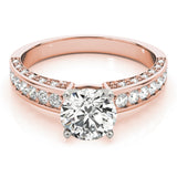 14kt gold Single Row Engagement Ring Prong Set