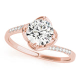 14kt gold Single Row Engagement Ring Prong Set