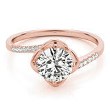 14kt gold Single Row Engagement Ring Prong Set
