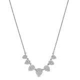 Platinum finish sterling silver micropave 7 leaves necklace with simulated diamonds on 16-18 adjustable chain
