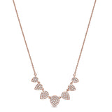 Rose gold gold vermeil finish sterling silver micropave 7 leaves necklace with simulated diamonds on 16-18 adjustable chain