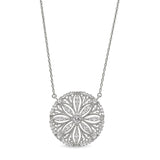 Platinum finish sterling silver micropave vintage san dollar necklace with simulated diamonds on 16-18 adjustable chain