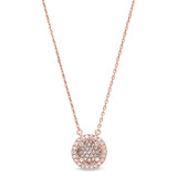 Rose gold finish sterling silver micropave inside out necklace with simulated diamonds on 16-18 adjustable chain