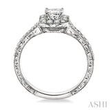 5/8 Ctw Diamond Engagement Ring with 1/4 Ct Princess Cut Center Stone in 14K White Gold