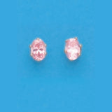 7X5 OVAL PINK CZ EARRINGS