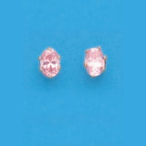 7X5 OVAL PINK CZ EARRINGS